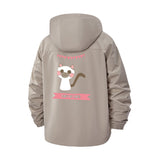 Cartoon Cat Lady Unisex Full-Zip Printed Waterproof Hooded Windbreaker