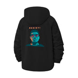 Resist Futuristic Portrait Unisex Full-Zip Printed Waterproof Hooded Windbreaker