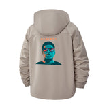 Resist Futuristic Portrait Unisex Full-Zip Printed Waterproof Hooded Windbreaker