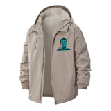 Resist Futuristic Portrait Unisex Full-Zip Printed Waterproof Hooded Windbreaker