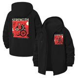 Strength Tarot Motif Unisex Full-Zip Printed Waterproof Hooded Windbreaker