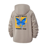 Magic Butterfly Unisex Full-Zip Printed Waterproof Hooded Windbreaker