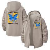 Magic Butterfly Unisex Full-Zip Printed Waterproof Hooded Windbreaker