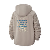 Ramen Bowl Humor Unisex Full-Zip Printed Waterproof Hooded Windbreaker