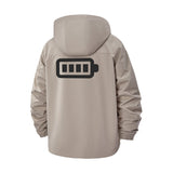 Low Battery Icon Unisex Full-Zip Printed Waterproof Hooded Windbreaker