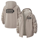 Low Battery Icon Unisex Full-Zip Printed Waterproof Hooded Windbreaker