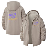 Jesus Is My Savior Unisex Full-Zip Printed Waterproof Hooded Windbreaker