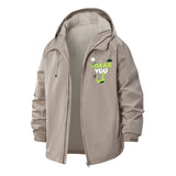 Dinosaur Motif Unisex Full-Zip Printed Waterproof Hooded Windbreaker