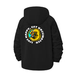Stay Healthy Motif Unisex Full-Zip Printed Waterproof Hooded Windbreaker