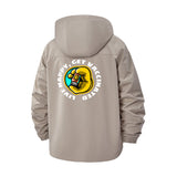 Stay Healthy Motif Unisex Full-Zip Printed Waterproof Hooded Windbreaker