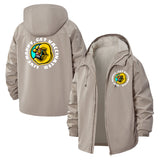 Stay Healthy Motif Unisex Full-Zip Printed Waterproof Hooded Windbreaker