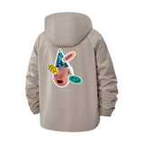Cartoon Doodles Unisex Full-Zip Printed Waterproof Hooded Windbreaker