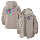 Geometric Abstract Unisex Full-Zip Printed Waterproof Hooded Windbreaker