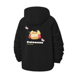 Cute Cartoon Cat Snack Unisex Full-Zip Printed Waterproof Hooded Windbreaker