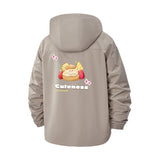 Cute Cartoon Cat Snack Unisex Full-Zip Printed Waterproof Hooded Windbreaker