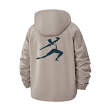 Dynamic Athlete Silhouette Unisex Full-Zip Printed Waterproof Hooded Windbreaker