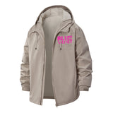 Bold Typographic Unisex Full-Zip Printed Waterproof Hooded Windbreaker