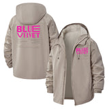 Bold Typographic Unisex Full-Zip Printed Waterproof Hooded Windbreaker
