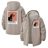 Dobermann Graphic Unisex Full-Zip Printed Waterproof Hooded Windbreaker