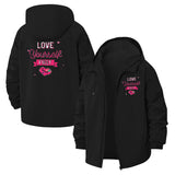 Love Yourself First Unisex Full-Zip Printed Waterproof Hooded Windbreaker