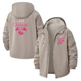 Love Yourself First Unisex Full-Zip Printed Waterproof Hooded Windbreaker