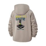 Retro Joystick Born to Game Unisex Full-Zip Printed Waterproof Hooded Windbreaker