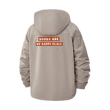 Books Are My Happy Place Unisex Full-Zip Printed Waterproof Hooded Windbreaker