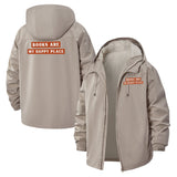 Books Are My Happy Place Unisex Full-Zip Printed Waterproof Hooded Windbreaker