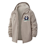 Cartoon Panda Adventure Unisex Full-Zip Printed Waterproof Hooded Windbreaker