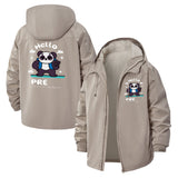 Cartoon Panda Adventure Unisex Full-Zip Printed Waterproof Hooded Windbreaker