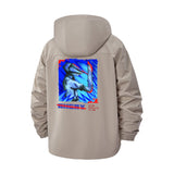 Futuristic Dinosaur Unisex Full-Zip Printed Waterproof Hooded Windbreaker