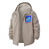 Futuristic Dinosaur Unisex Full-Zip Printed Waterproof Hooded Windbreaker