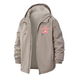Star Script Unisex Full-Zip Printed Waterproof Hooded Windbreaker