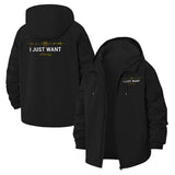 Motivational Quote Unisex Full-Zip Printed Waterproof Hooded Windbreaker