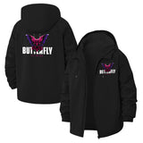 Butterfly Motif Unisex Full-Zip Printed Waterproof Hooded Windbreaker