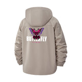 Butterfly Motif Unisex Full-Zip Printed Waterproof Hooded Windbreaker
