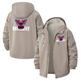 Butterfly Motif Unisex Full-Zip Printed Waterproof Hooded Windbreaker