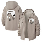 Cat Silhouette Unisex Full-Zip Printed Waterproof Hooded Windbreaker