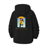 Romantic Couple Illustration Unisex Full-Zip Printed Waterproof Hooded Windbreaker
