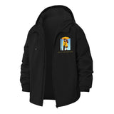 Romantic Couple Illustration Unisex Full-Zip Printed Waterproof Hooded Windbreaker