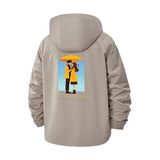 Romantic Couple Illustration Unisex Full-Zip Printed Waterproof Hooded Windbreaker
