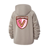 Vaccinated Badge Unisex Full-Zip Printed Waterproof Hooded Windbreaker