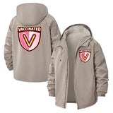 Vaccinated Badge Unisex Full-Zip Printed Waterproof Hooded Windbreaker