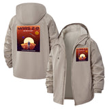 Mars Exploration Unisex Full-Zip Printed Waterproof Hooded Windbreaker