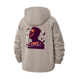 Strong and Fearless Free Unisex Full-Zip Printed Waterproof Hooded Windbreaker
