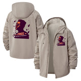 Strong and Fearless Free Unisex Full-Zip Printed Waterproof Hooded Windbreaker