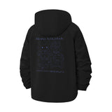 Cute Line Art Characters Unisex Full-Zip Printed Waterproof Hooded Windbreaker
