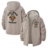Stay Wild Tiger and Snake Unisex Full-Zip Printed Waterproof Hooded Windbreaker