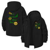 Retro Smiley Typography Unisex Full-Zip Printed Waterproof Hooded Windbreaker