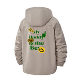 Retro Smiley Typography Unisex Full-Zip Printed Waterproof Hooded Windbreaker